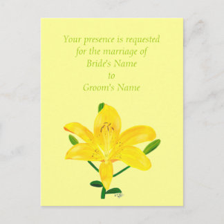 Pretty Yellow Lily Wedding Invitation Postcards