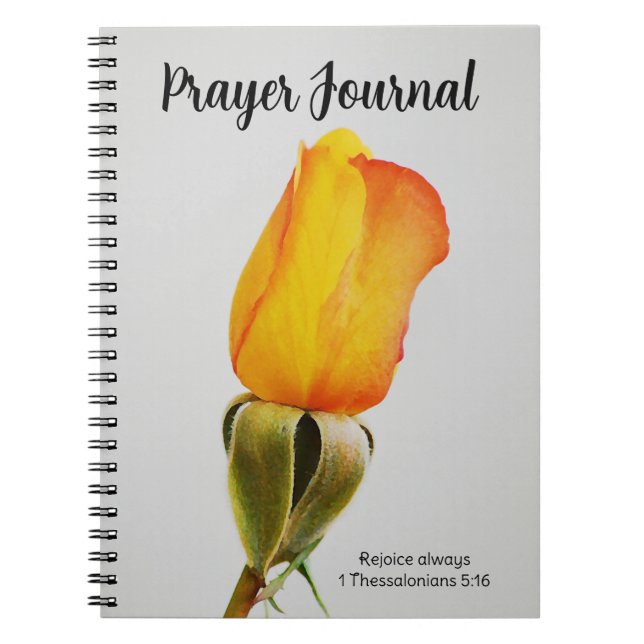 Pretty Yellow Orange Rose Faith Prayer Journal (Front)