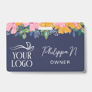 Pretty Yellow Pink Florals Logo Title Badge