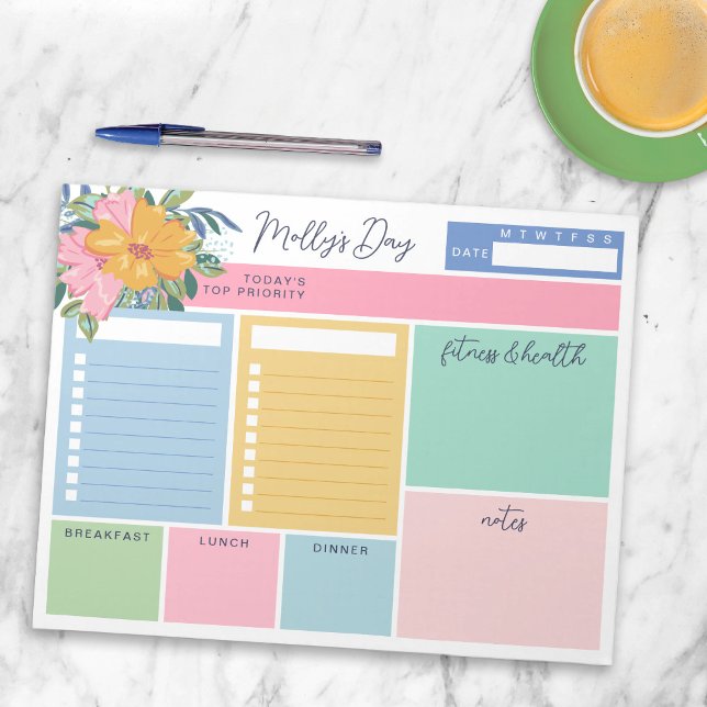 Pretty Yellow Pink Flowers Your Day To Do Lists Notepad (Creator Uploaded)