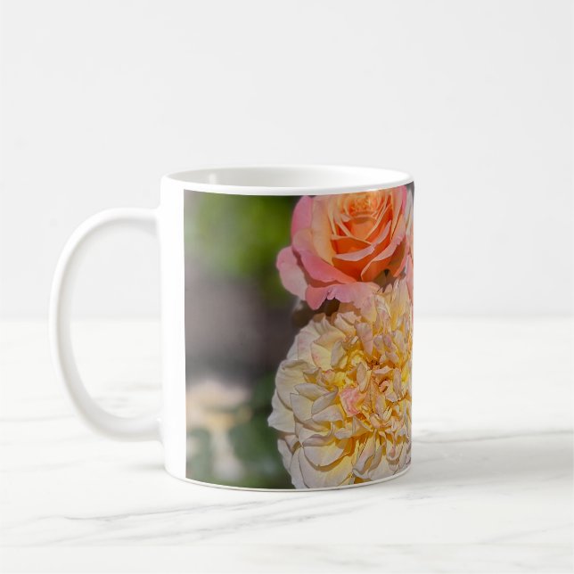 Pretty Yellow & Pink Roses Coffee Mug (Left)