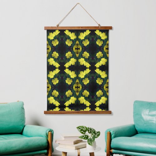 Pretty Yellow Primrose Flowers Abstract Art Hanging Tapestry