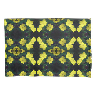 Pretty Yellow Primrose Flowers Abstract Pattern Pillow Case