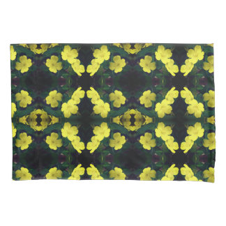 Pretty Yellow Primrose Flowers Abstract Pattern Pillow Case