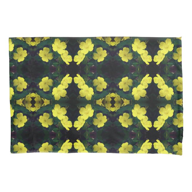 Pretty Yellow Primrose Flowers Abstract Pattern Pillow Case (Front)
