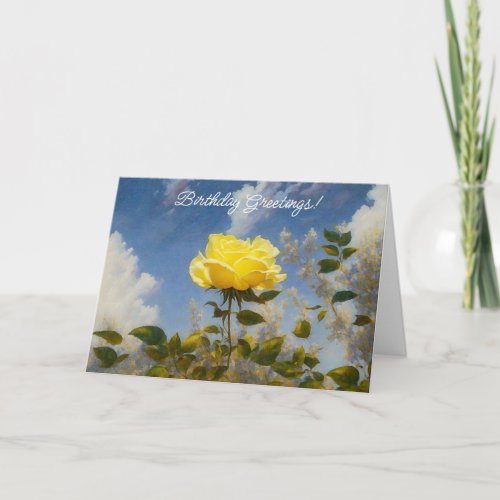 Pretty Yellow Rose Bloom Garden Birthday Card