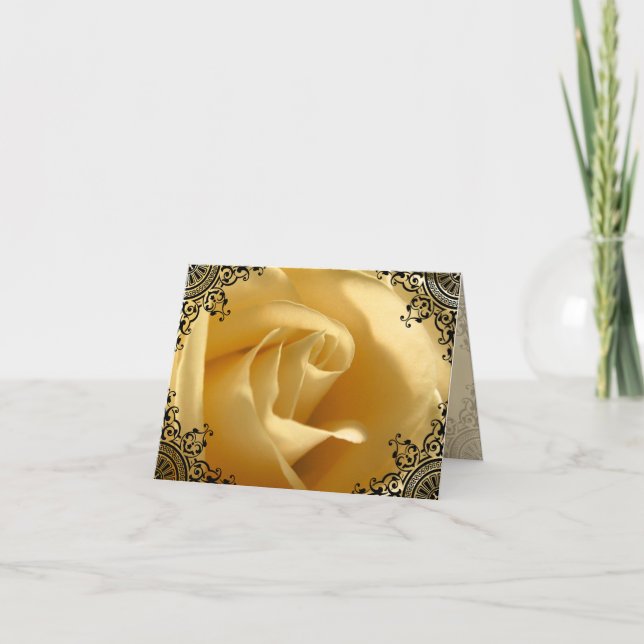 Pretty Yellow Rose Custom Thank You Card (Front)