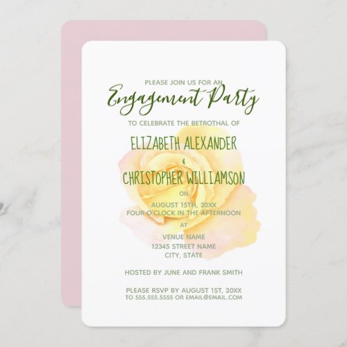 Pretty Yellow Rose Engagement Party Invitation
