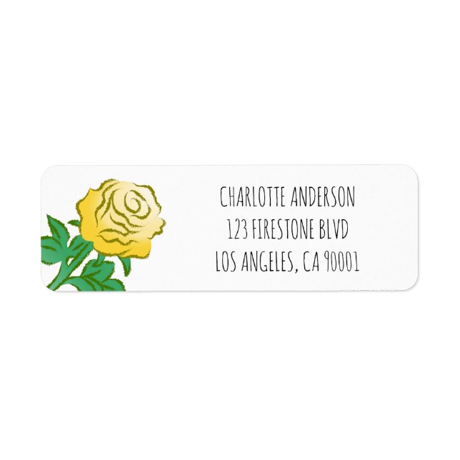 Pretty Yellow Rose Label (Front)