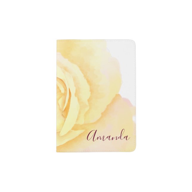 Pretty Yellow Rose Passport Holder (Front)