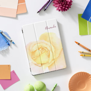 Pretty Yellow Rose with Burgundy Name iPad Pro Cover
