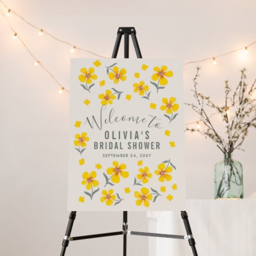 Pretty yellow spring flowers Bridal Shower Welcome Foam Board