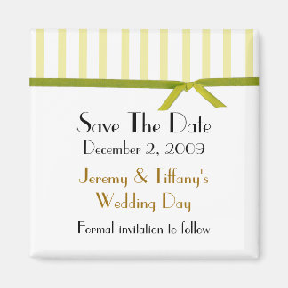 Pretty Yellow Stripes Save the Date Magnet