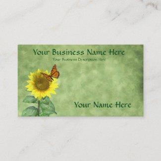 Pretty Yellow Sunflower and Orange Butterfly