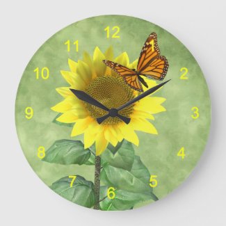 Pretty Yellow Sunflower and Orange Butterfly
