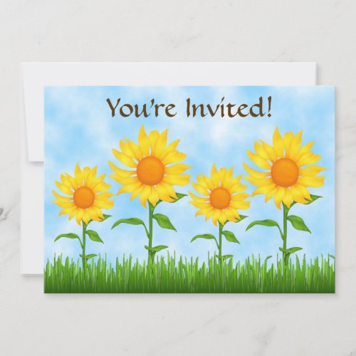 Pretty Yellow Sunflower Birthday Party Invitation