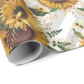 Pretty Yellow Sunflower Bouquet Bees Wrapping Paper (Roll Corner)