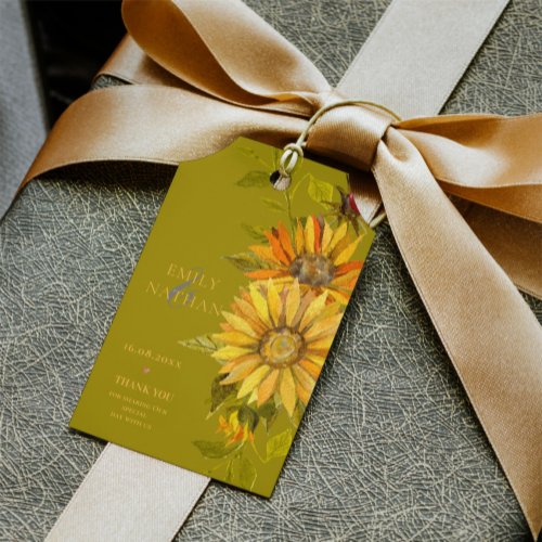 Pretty Yellow Sunflower Elegant Floral Wedding  Gift Tags