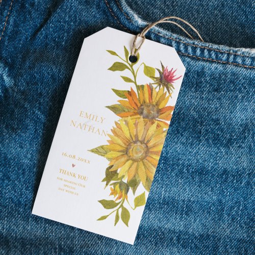 Pretty Yellow Sunflower Elegant Floral Wedding  Gift Tags