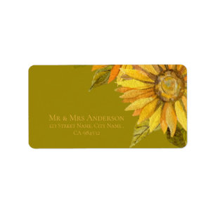 Pretty Yellow Sunflower Elegant Floral Wedding Label