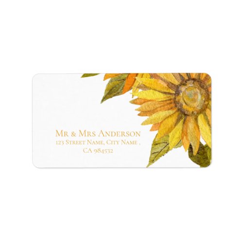 Pretty Yellow Sunflower Elegant Floral Wedding Label