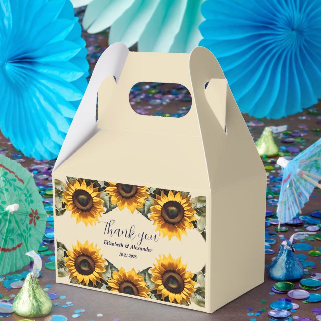 Pretty yellow sunflower elegant wedding  favor boxes (Party)