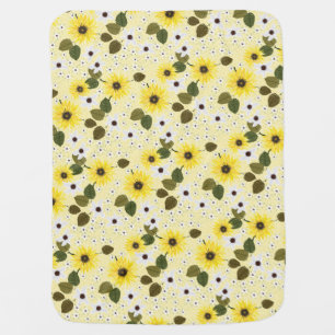 Pretty Yellow Sunflower Garden Floral Baby Blanket