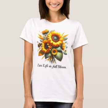 Pretty Yellow Sunflower Summer Floral T-shirt by Susang6 at Zazzle