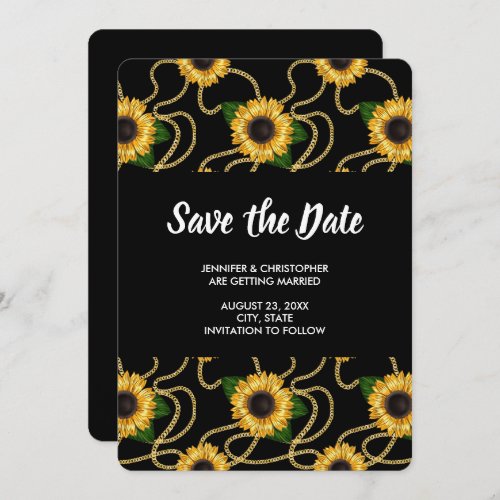 Pretty Yellow Sunflowers Stylish Pattern Wedding Save The Date