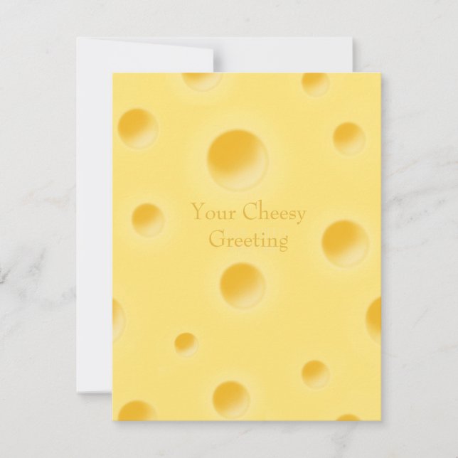 Pretty Yellow Swiss Cheese Personalized Cheesy Note Card (Front)