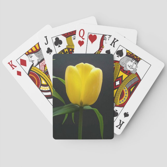 pretty yellow tulip flower poker cards (Back)
