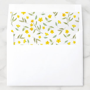 Pretty Yellow Watercolor Floral Blooms Pattern Envelope Liner