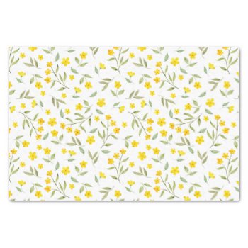 Pretty Yellow Watercolor Floral Blooms Pattern Tissue Paper by KeikoPrints at Zazzle