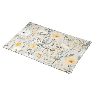 Pretty Yellow White Flowers Dreams Cloth Placemat