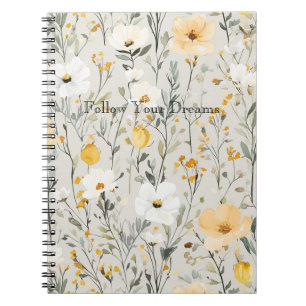 Pretty Yellow White Flowers Dreams Notebook