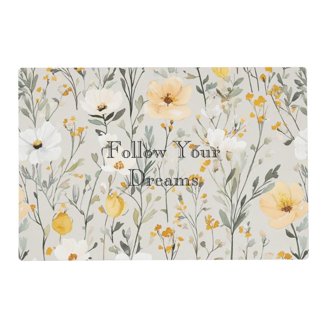 Pretty Yellow White Flowers Dreams Placemat (Front)