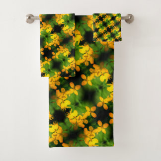 Pretty Yellow Wildflowers Abstract Pattern Bath Towel Set