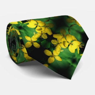 Pretty Yellow Wildflowers Abstract Pattern Neck Tie