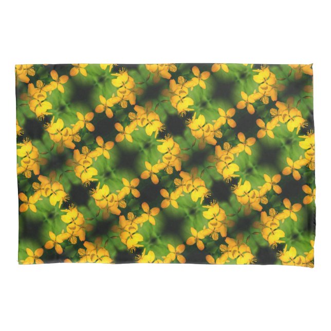 Pretty Yellow Wildflowers Abstract Pattern Pillow Case (Front)