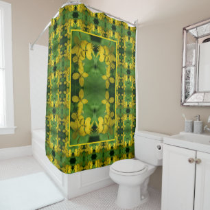 Pretty Yellow Wildflowers Abstract Pattern Shower Curtain
