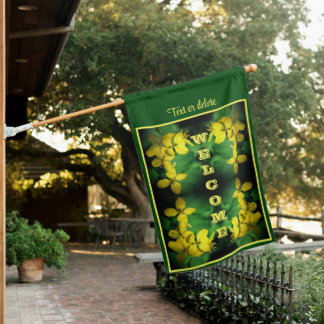 Pretty Yellow Wildflowers Abstract Personalized House Flag