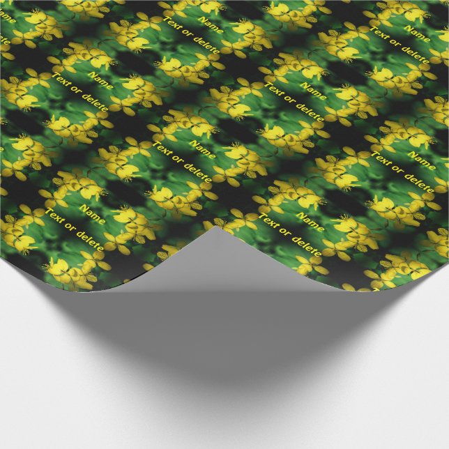 Pretty Yellow Wildflowers Abstract Personalized Wrapping Paper (Corner)