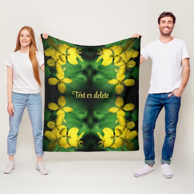 Pretty Yellow Wildflowers Art Pattern Personalized Fleece Blanket (In Situ)