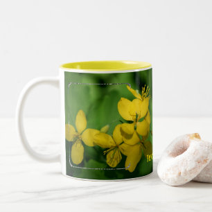 Pretty Yellow Wildflowers Frame Add Your Photo Two-Tone Coffee Mug