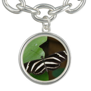 Pretty Zebra Longwing Butterfly Charm Bracelet