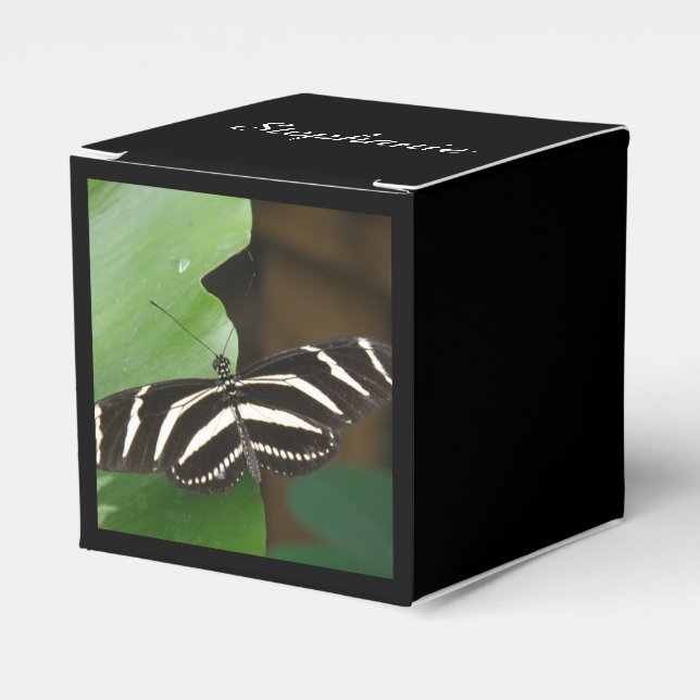 Pretty Zebra Longwing Butterfly Custom Favor Box (Front Side)