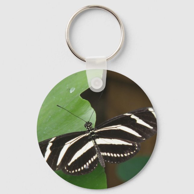Pretty Zebra Longwing Butterfly Keychain (Front)