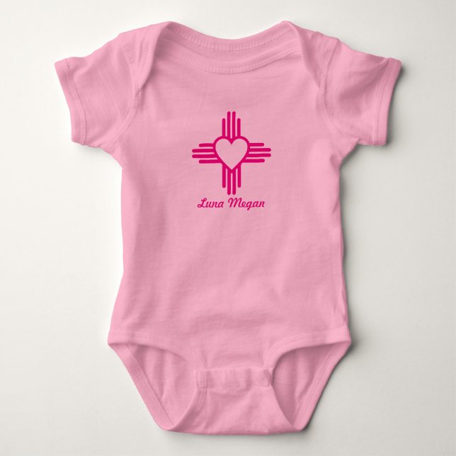 Pretty Zia Heart Pink Baby Girl Baby Bodysuit (Front)