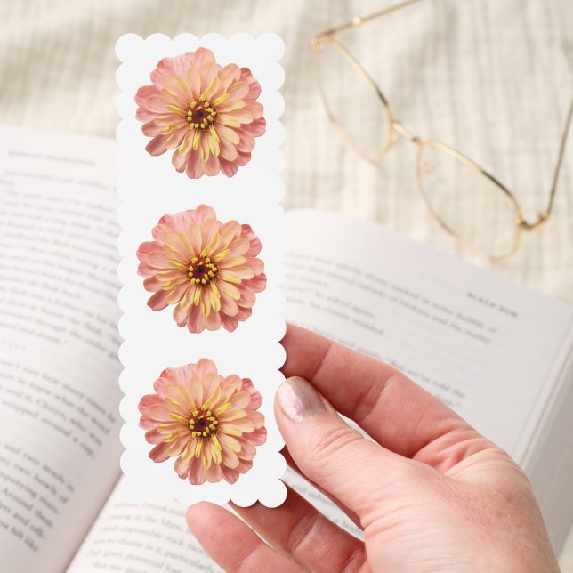 Pretty Zinnia Flower Floral Photograph Bookmarks (Hand)