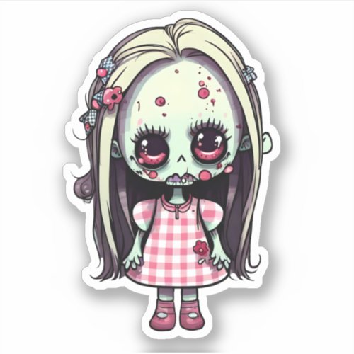 Pretty Zombie Girl with Dress Sticker